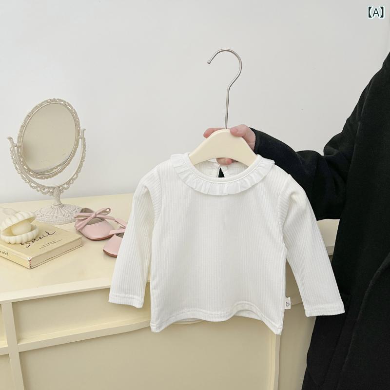 Tシャツ ベビー 女の子 長袖 かわいい おしゃれ トレンド ゆったり 薄手 インナー 春秋 コットン 吸湿速乾 柔らか素材 ラウンドネック 韓国風 カジュアル