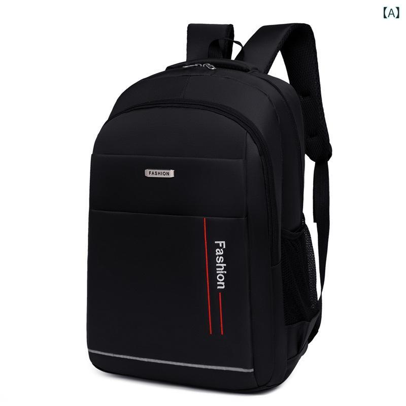Rucksacks, Day Packs - リュック 男女兼用 学生 通学 スクール バックパック 鞄 カジュアル 大容量 軽量 負担軽減 オックスフォード生地 ナイロン 通気性 16インチPC収納 ブラック ブルー グレー パープル