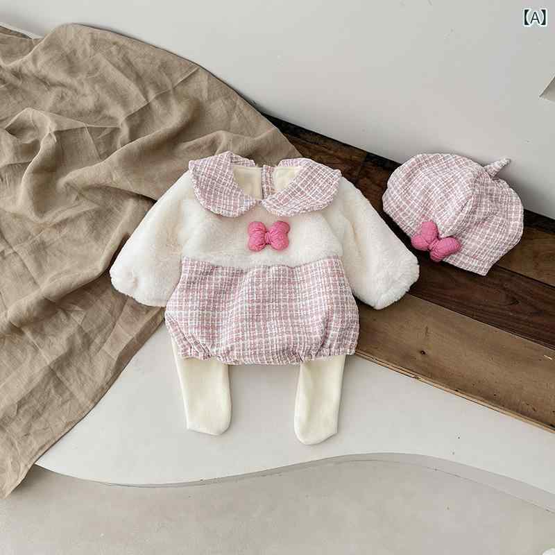 ・カテゴリ: ロンパース、カバーオール・主な素材: ポリエステル60%、綿40%・対象年齢: 乳幼児（1〜3歳向け、身長80〜100cm向け）・性別: 女の子・袖丈: 長袖・フード: 取り外し可能・厚さ: 厚手・留め具: スナップボタン・スタイル: 韓国・: 三角ロンパース・カラー: 画像色・セット内容: 3点セット・サイズ展開: 66cm、73cm、80cm、90cm