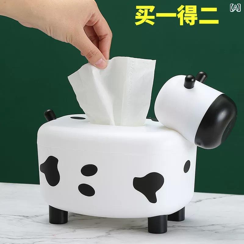 ティッシュケース 牛柄 2WAY 多機能 爪楊枝入れ付き DIY おしゃれ リビング 居間 学生寮 車 バスルーム..