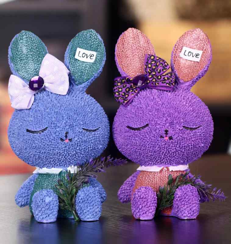 貯金箱 かわいい うさぎ ラベンダーカラー 卓上 インテリア雑貨 天然樹脂製 おしゃれ 欧風 デスク周り ..