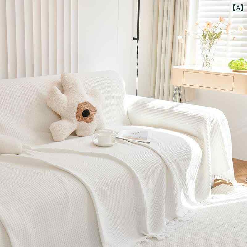 ソファカバー 通年 滑り止め 多機能 フルカバー ソファスロー マルチカバー 保護カバー ポリエステル コットン ワッフル生地 カウチソファ L字ソファ対応 リビング インテリア 模様替え 白 グレー カーキ