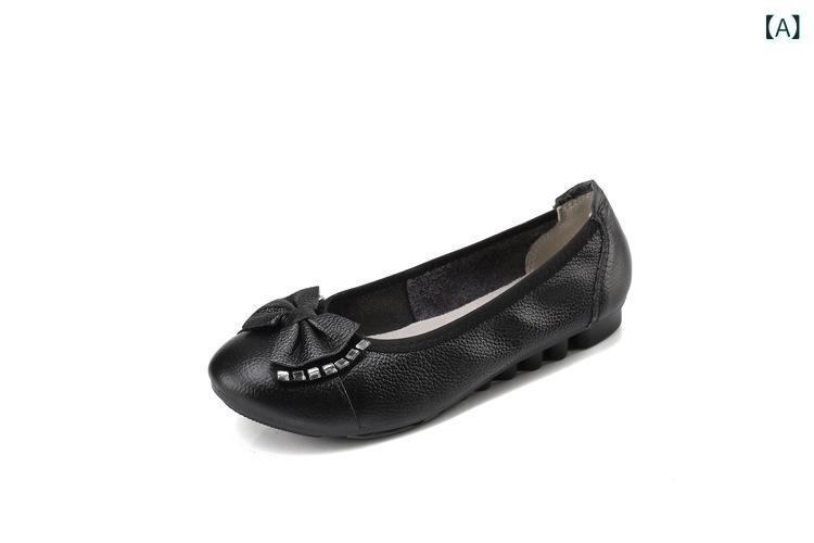 モカシン レディース 韓国風 かわいい リボン ラインストーン フラットシューズ ぺたんこ 痛くない 柔らかい 快適 普段使い ドライビングシューズ 合成皮革 ブラック ホワイト レッド イエロー
