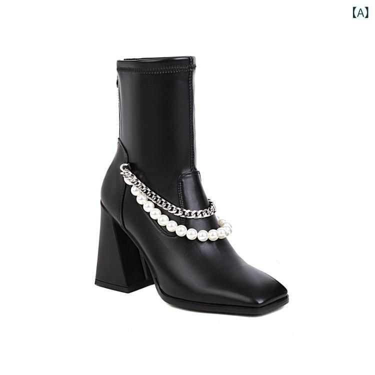 ライダーブーツ レディース 秋冬 ショート丈 韓国ファッション おしゃれ チャンキーヒール ハイヒール ..