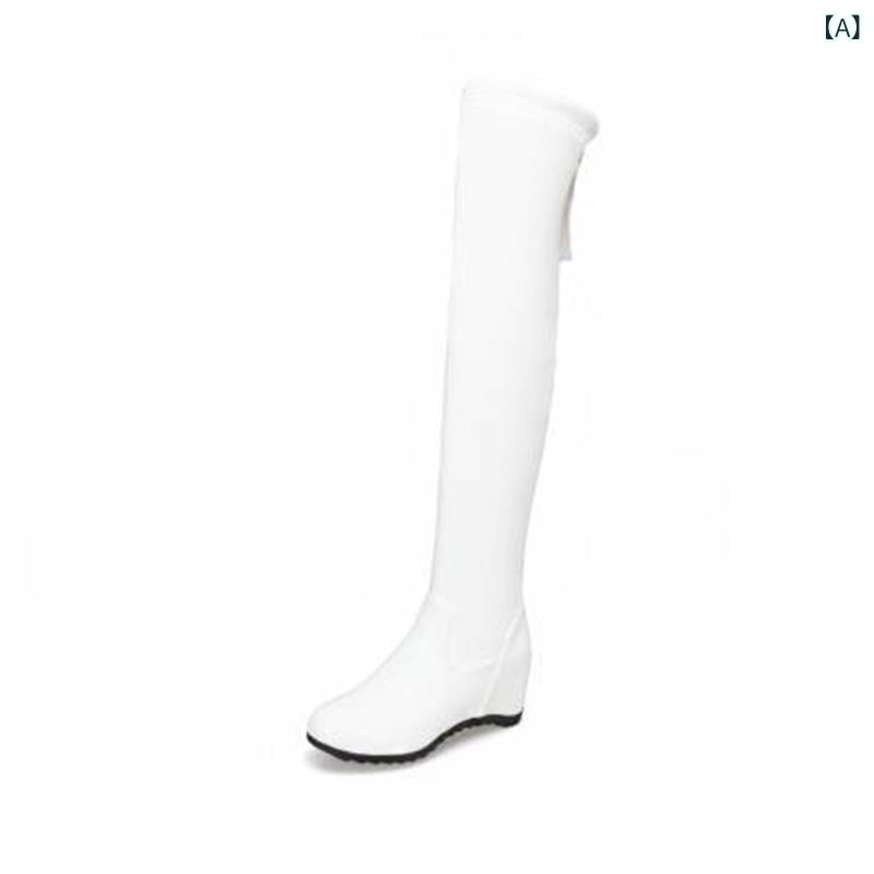 ブーツ レディース 欧米風 ラウンドトゥ ウェッジヒール ミドルヒール インヒール シークレットヒール ..