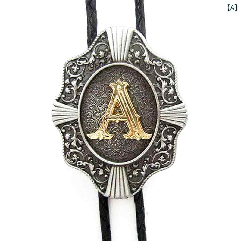 ボロタイ ネクタイ 男女兼用 A字 アメリカン ウエスタン カウボーイ 本革 牛革 レザー 幾何学模様 電気メッキ加工 金銀ツートンカラー アクセサリー プレゼント ギフト