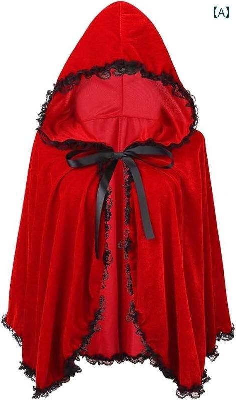 ケープ レディース 女性用 ハロウィン ポンチョ マント ショート丈 フード付き ベルベット ベロア フリ..
