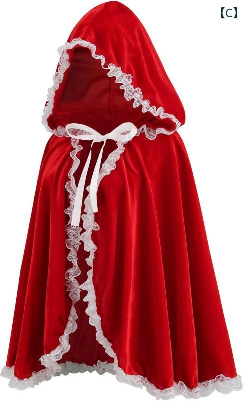 ケープ レディース 女性用 ハロウィン ポンチョ マント ショート丈 フード付き ベ...