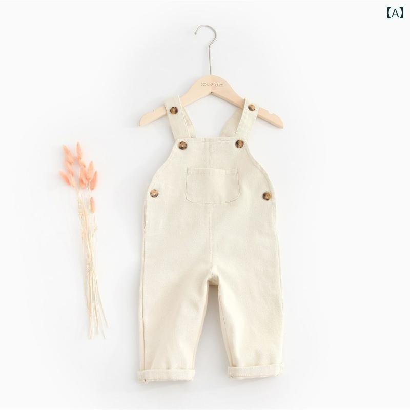 デニム オーバーオール キッズ 男の子 女の子 ベビー 子供 春秋 ゆったり 薄手 韓国風 サロペット ブルー ベージュ 普段使い お出かけ