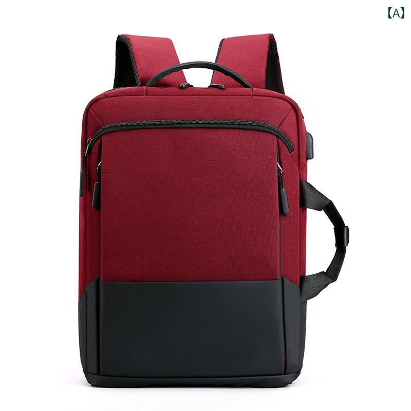 ・容量: 20-35L・素材: 帆布・機能: 通気性、防水性、耐摩耗性、防犯、耐震、拡張可能、負担軽減・柄: 無地・スタイル: ビジネス通勤・裏地素材: 綿・キャリーシステム: エアクッションストラップ・カラー展開: ワインレッド、ブラック、ダークブルー、グレー・収納可能PCサイズ: 15インチ・対応シーン: ビジネス旅行・対象性別: ユニセックス