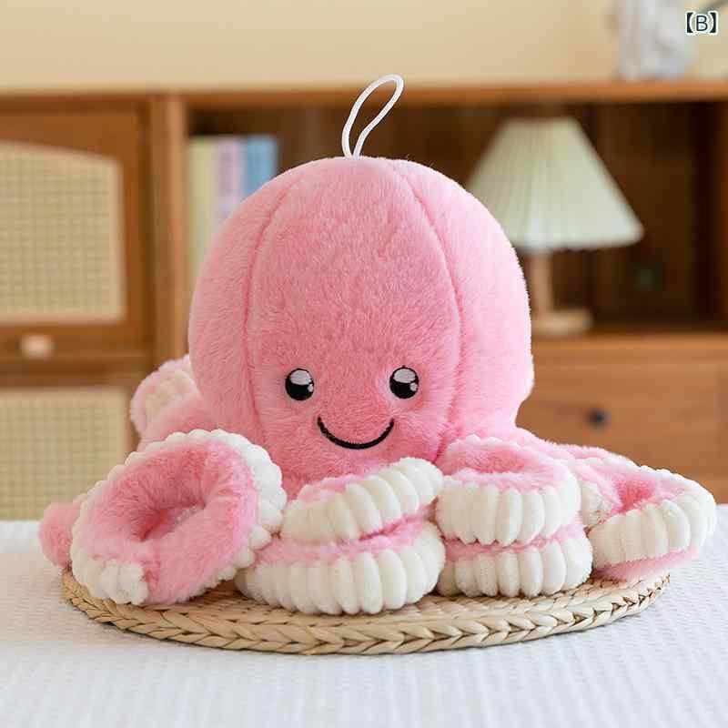 narukiのぬいぐるみ キッズ タコ 八爪魚 抱き枕 クッション マスコット かわいい キャラクター 短毛玩具 誕生日プレゼント｜アングル2