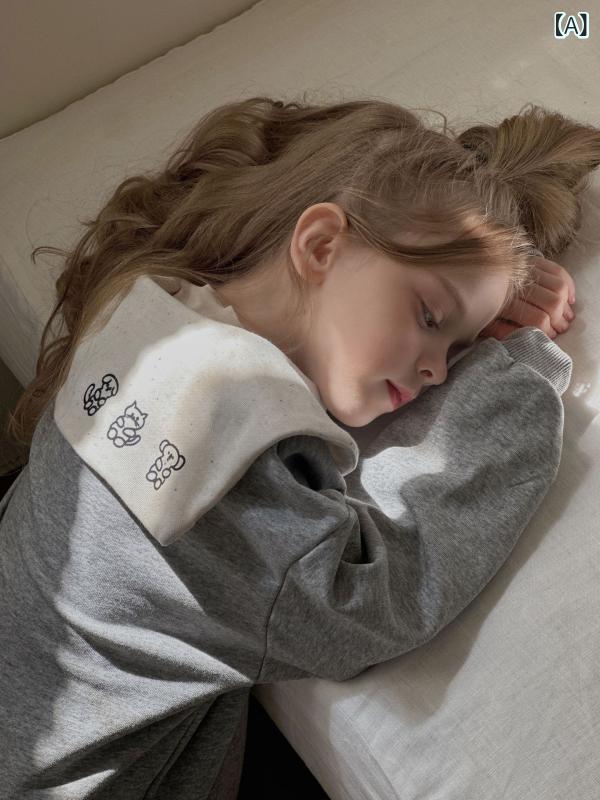 スウェット 女の子 子供 ベビー 長袖 キャラクタープリント ニット 韓国風 トレーナー プルオーバー トップス Tシャツ アウター 秋冬 普段使い お出かけ 通園 通学 かわいい 綿