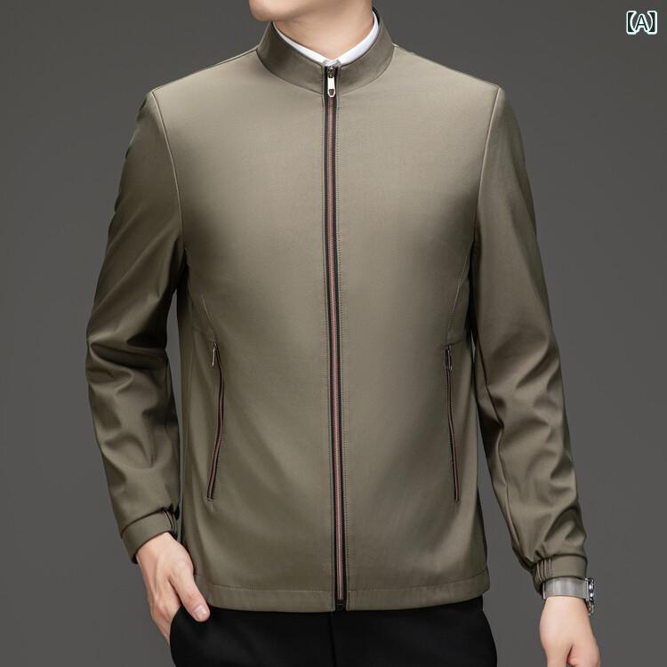 ジャケット メンズ 中高年 秋冬 カジュアル ビジネス リラックスフィット スタンドカラー ジップアップ フードなし 長袖 耐摩耗 ポリエステル アウター ブルゾン 普段使い