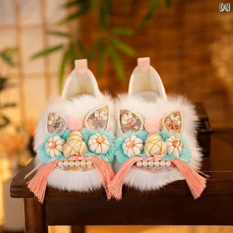 スリッポン キッズ 女の子 子供 靴 虎頭 刺繍 フラットシューズ 履きやすい 手作り...