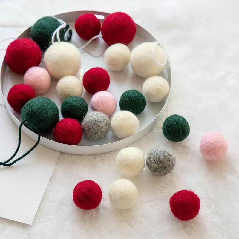 クリスマスデコレーション ウールフェルトボール 3cm レッド モダンアート 上品 北欧風 ツリー装飾 吊り下げ インテリア雑貨