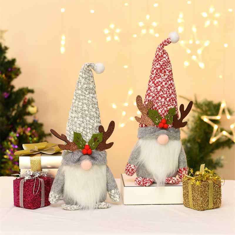 Ceremony, Events Services - クリスマス飾り 子供用 鹿の角付き 顔なし人形 ぬいぐるみ サンタクロース 置物 布製 アメリカン風 赤帽 灰色帽 インテリア デコレーション 店舗 ディスプレイ