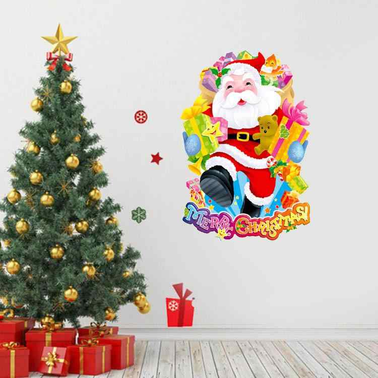 ウォールステッカー クリスマス サンタクロース カートゥーン キャラクター 飾り付け 窓ガラス ショーウィンドウ 壁 店舗 リビング 部屋 防水 PVC素材 壁紙シール