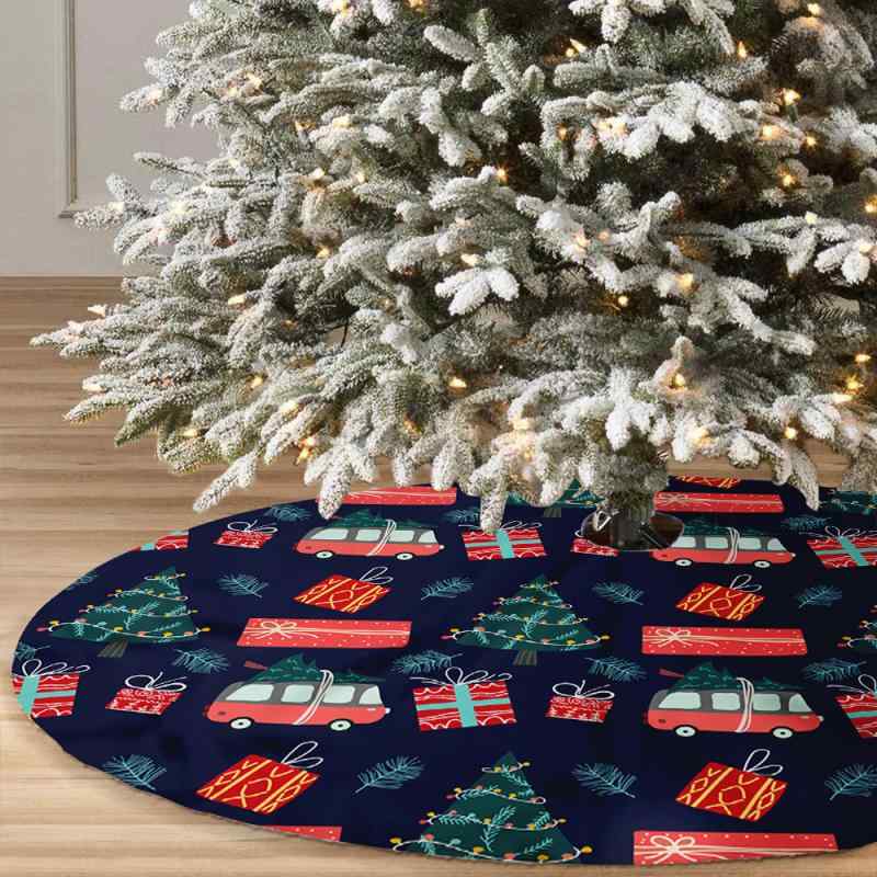 クリスマスツリースカート 円形 足元カバー 短毛フリース 柔らかな肌触り ショートパイル クリスマス飾り 底部デコレーション ホテル 店舗 リビング装飾 敷物 冬(x2)