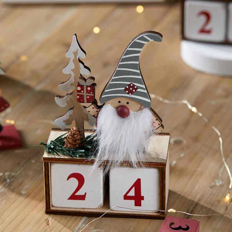 クリスマス飾り 木製 サンタクロース 日めくりカレンダー 卓上置物 レトロ アンティーク風 かわいい おしゃれ ミニサイズ インテリア装飾 クリスマスツリーデザイン オブジェ