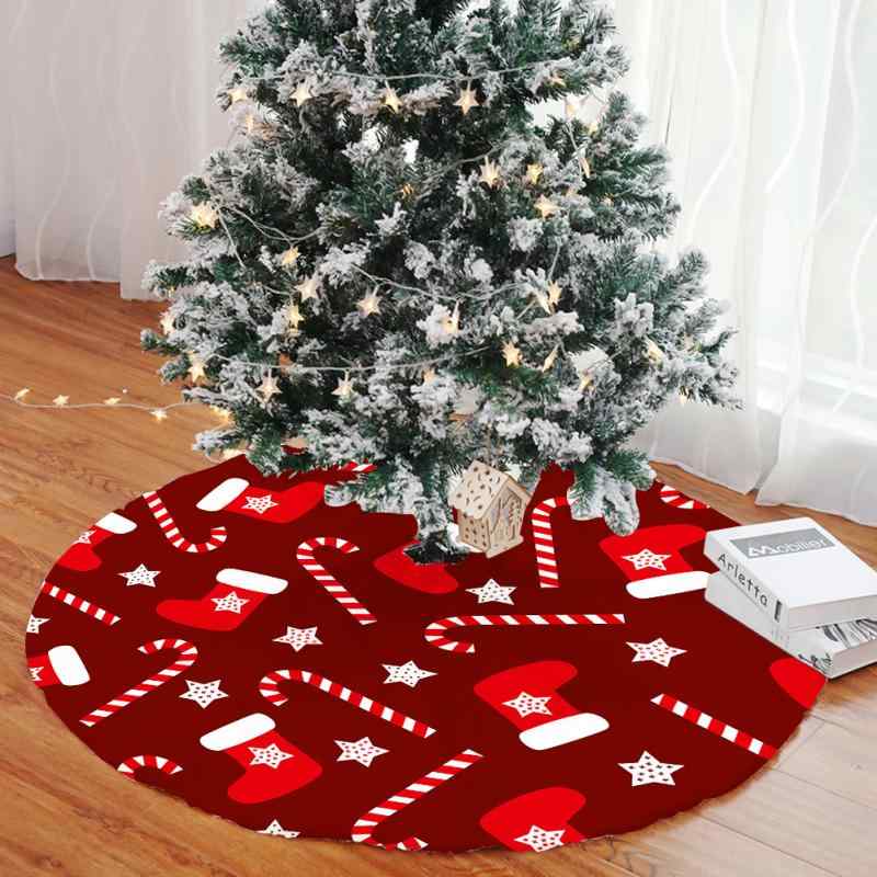 クリスマスツリースカート 足元カバー ラグ ショートボア クリスマスデザイン イベント 店舗装飾 ホームデコレーション 冬用 モダン シンプル 起毛素材 デコレーション 飾り(x2)