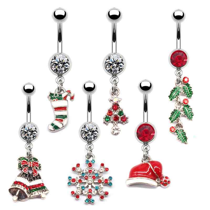 Rakuten - へそピアス レディース クリスマス 雪の結晶 サンタクロースモチーフ かわいい おしゃれ 欧米風 冬 イベント パーティー ジュエリー