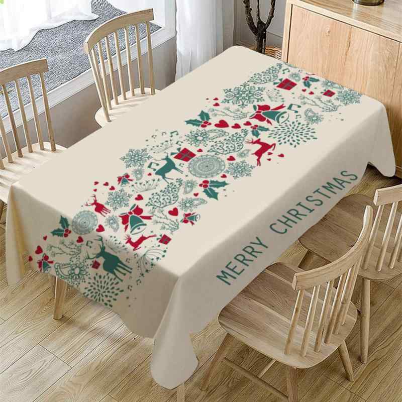 テーブルクロス カラフル クリスマス柄 プリント 綿麻 リネン 食卓 ダイニング コーヒーテーブル 北欧風 長方形 マルチカバー