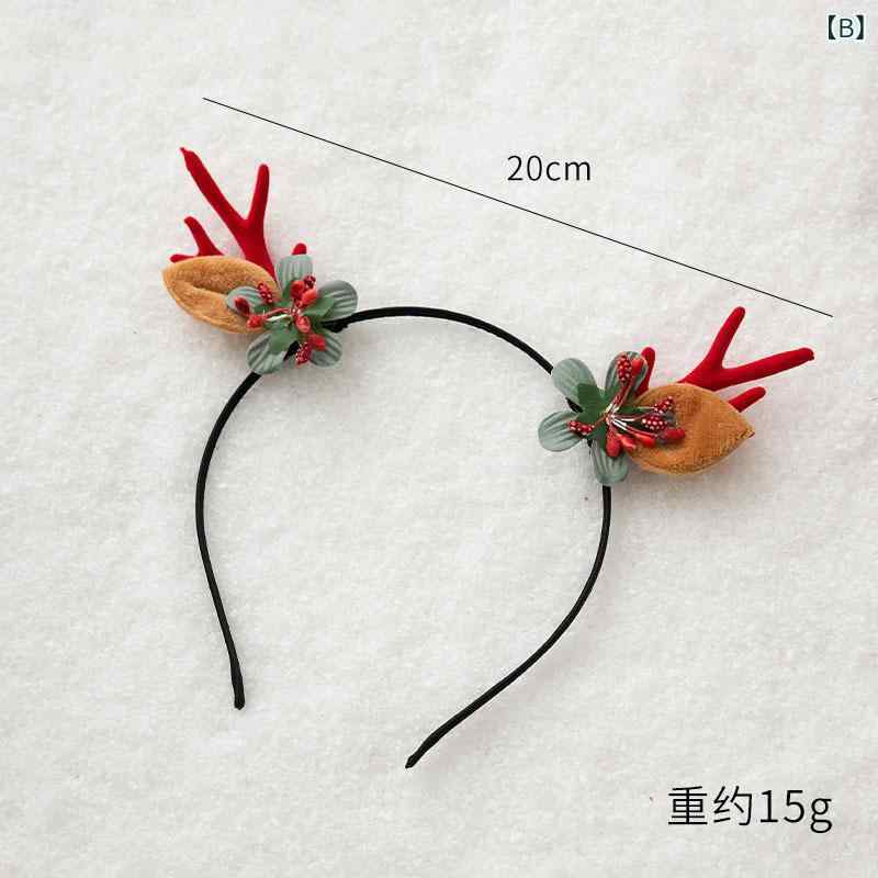 ヘアアクセサリー クリスマス 鹿角 髪飾り ヘッドドレス カチューシャ ヘアクリップ トナカイ ナチュラル かわいい ハンドメイド ブラウン レッド イベント パーティー 3