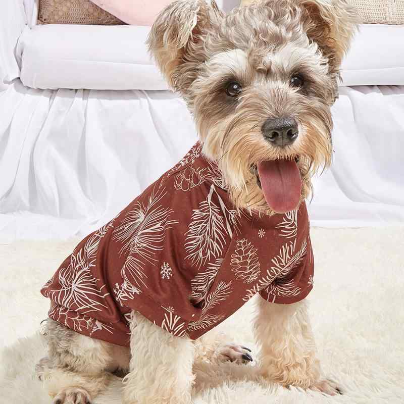 ペットウェア 猫用 犬用 動物服 秋冬 クリスマス柄 Tシャツ カットソー スウェットシャツ トップス ポリエステル 快適 通気性 防寒 保温 レッド 赤 普段使い お散歩 お出かけ