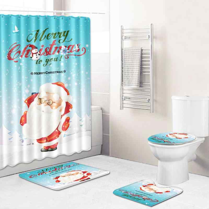 バスルームセット クリスマス シャワーカーテン バスマット トイレタリー3点セット 4点セット ポリエス..