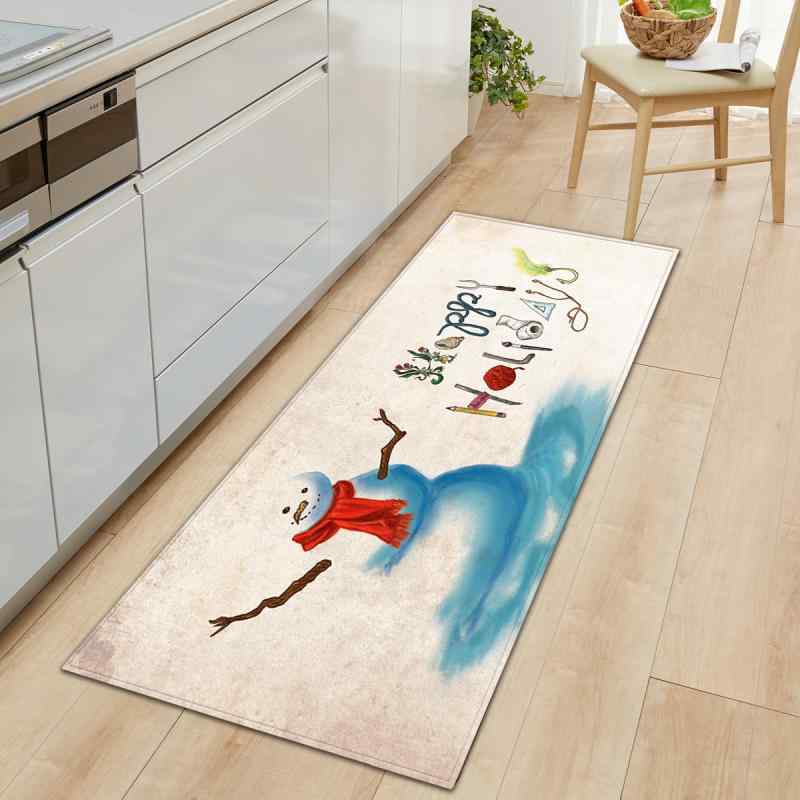 マット クリスマス キッチン 玄関 リビング ソファ ラグ ロング 長方形 ポリエステル 洗える ウォッシャブル フロア 敷物 シンプル モダン