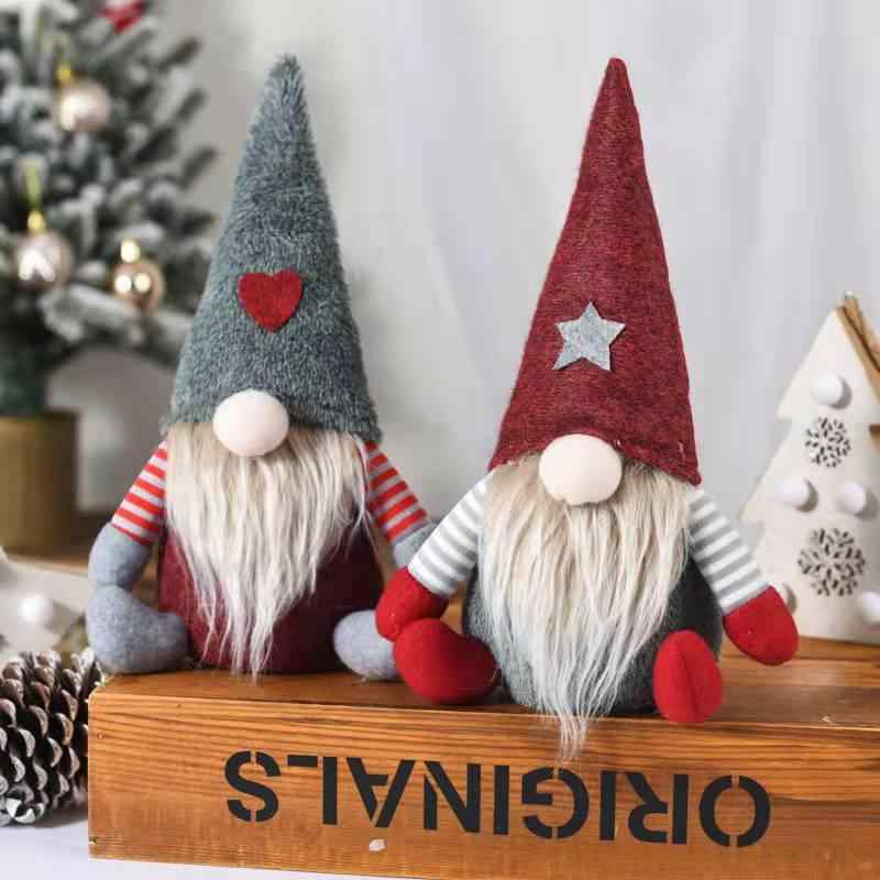 クリスマス 置物 ノーフェイスドール エルフ ルドルフ トナカイ ぬいぐるみ 北欧風 デコレーション おしゃれ かわいい インテリア 飾り ギフト プレゼント 室内 雑貨 レッド グレー 布製 オブジェ