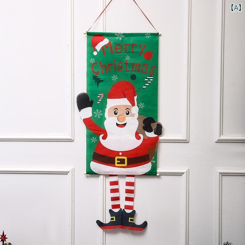 クリスマス デコレーション おしゃれな タペストリー ポスター バナー トナカイ サンタクロース オーナメント 空間演出 店舗装飾 部屋飾り ポリエステル製 ディスプレイ モダン シンプル イベント パーティー 2