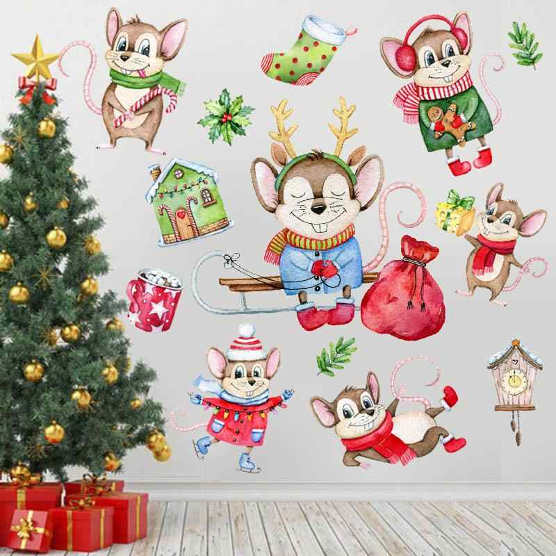 乐天商城 - ウォールステッカー クリスマス 扉 窓 店舗 ショーウィンドウ ガラス リビング 寝室 玄関 デコレーション 剥がせる PVC製 防水 壁紙シール おしゃれ 飾り付け ウォールアート 簡単