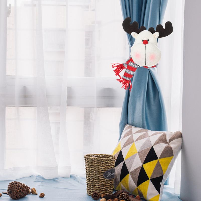 カーテンタッセル クリスマス サンタ 雪だるま トナカイ 布製 ファブリック ぬいぐるみ風 かわいい 窓辺 インテリアデコレーション クリップ ホルダー 留め具