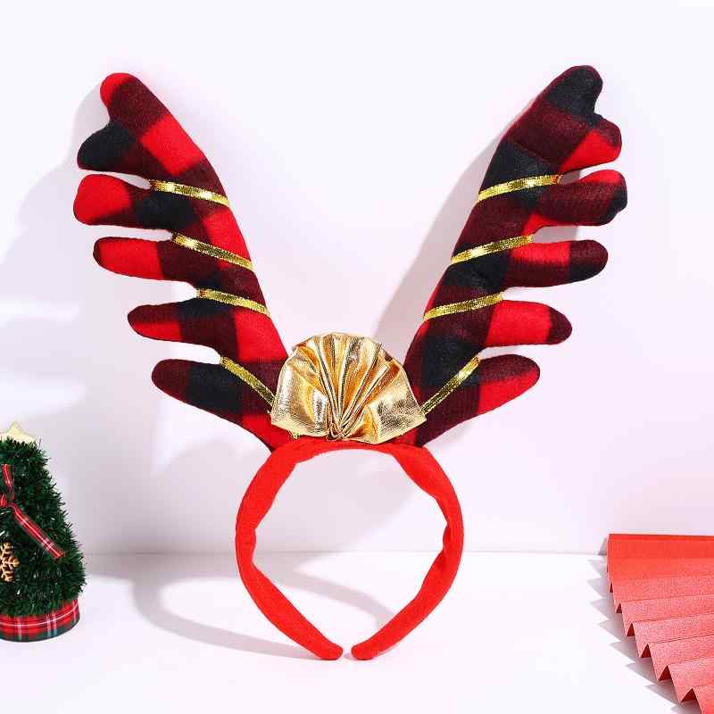 ヘアバンド キッズ 大人用 クリスマス 鹿の角 うさぎ耳 リボン ストライプ 赤 レッド チェック柄 布製 仮装 コスプレ 髪飾り ヘッドアクセサリー カチューシャ
