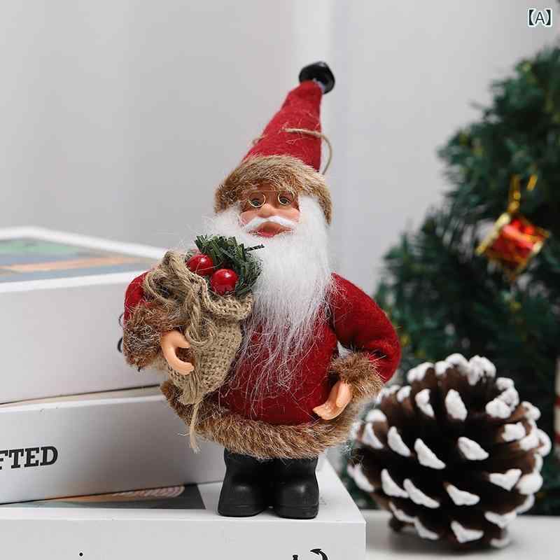 クリスマスオーナメント キャラクター 布製 ファブリック 立ち姿 サンタクロース ぬいぐるみ人形 マスコット 卓上置物 吊り下げ飾り クリスマスツリー デコレーション パーティー イベント かわいい 2