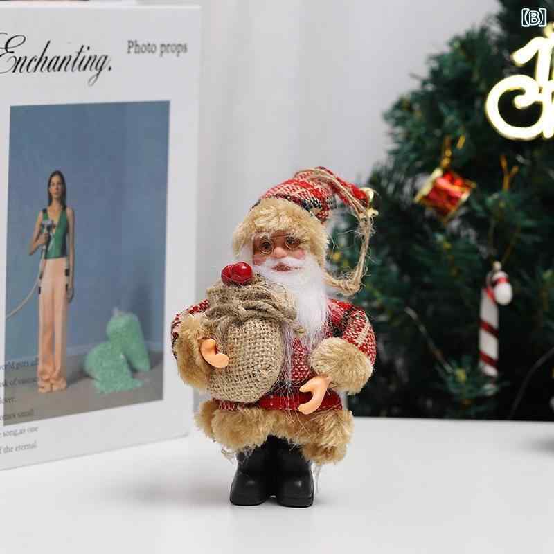 クリスマスオーナメント キャラクター 布製 ファブリック 立ち姿 サンタクロース ぬいぐるみ人形 マスコット 卓上置物 吊り下げ飾り クリスマスツリー デコレーション パーティー イベント かわいい 3