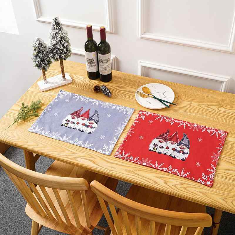 Ceremony, Events Services - ランチョンマット クリスマス 欧米風 キャラクター 森の住人 妖精 かわいい 布製 ホテル レストラン ダイニング 食卓 自宅用 テーブルデコレーション レッド グレー