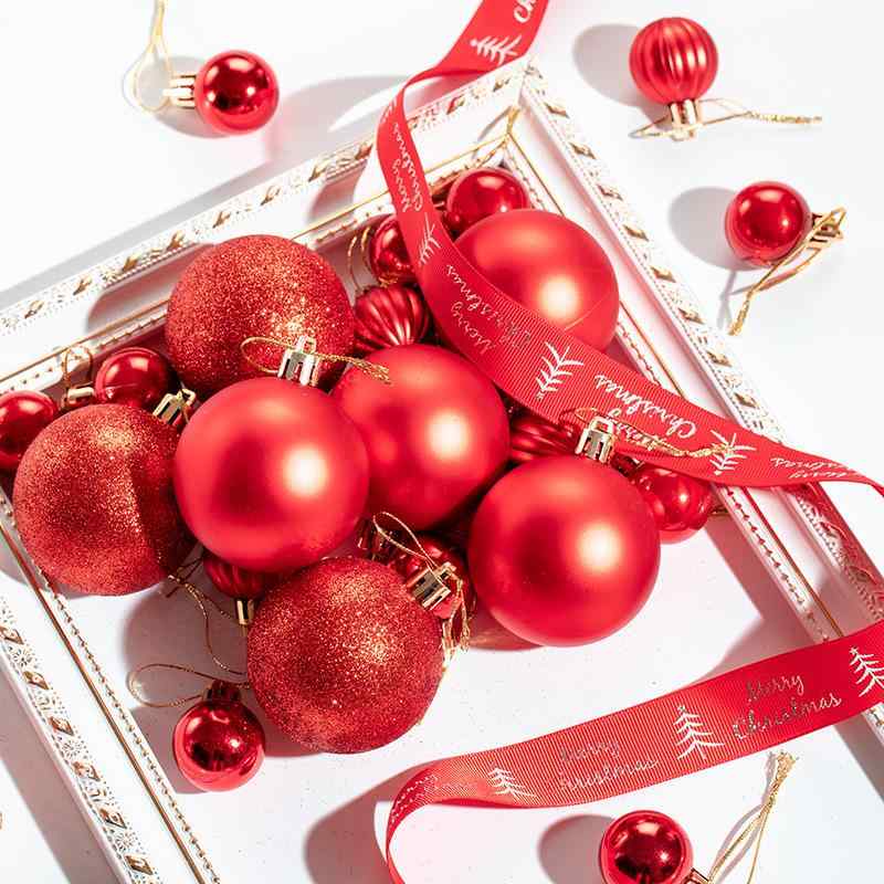 クリスマス オーナメント レッド 赤 電気メッキ加工 光沢 マット ラメ入り ボール 飾り玉 クリスマスツリー 吊り下げ デコレーション ビッグサイズ