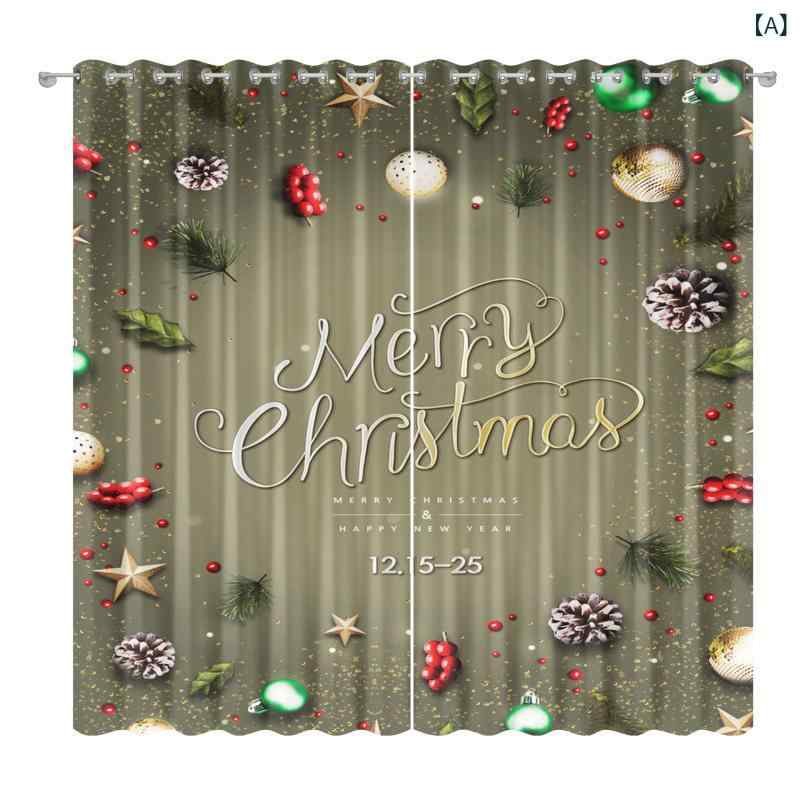 カーテン クリスマス柄 遮光 断熱 遮熱 省エネ プライバシー保護 ポリエステル繊維 寝室 リビング 書斎 バルコニー 子供部屋 オフィス ホテル 店舗 シンプルモダン ドレープ