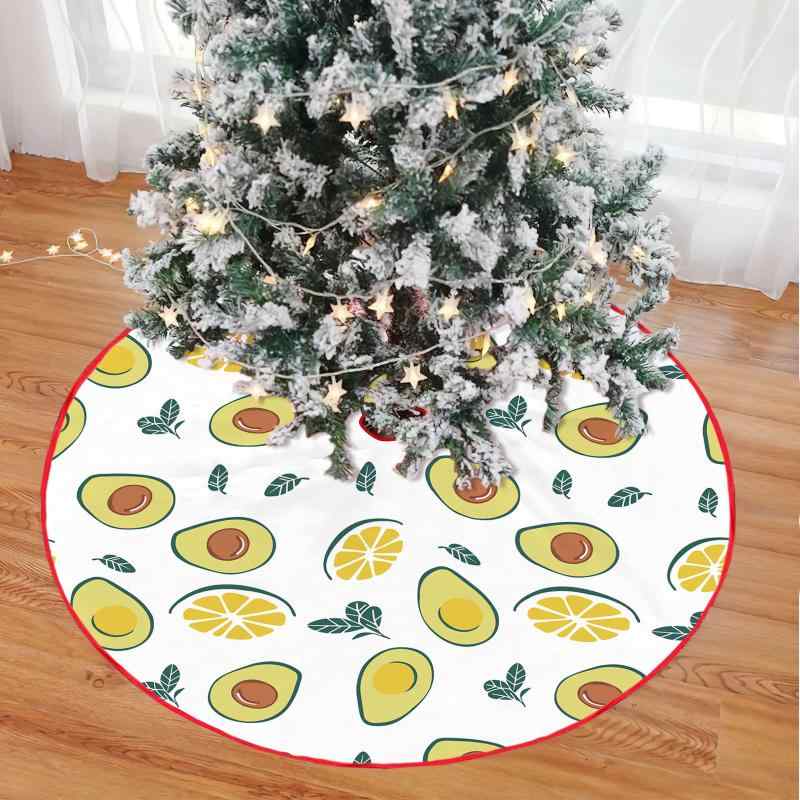 クリスマスツリースカート ショートフリース フェイクファー アボカド柄 足元カバー 3Dデジタルプリント デコレーション クリスマス装飾 家庭 商業施設 ホテル イベント 冬 モダン シンプル