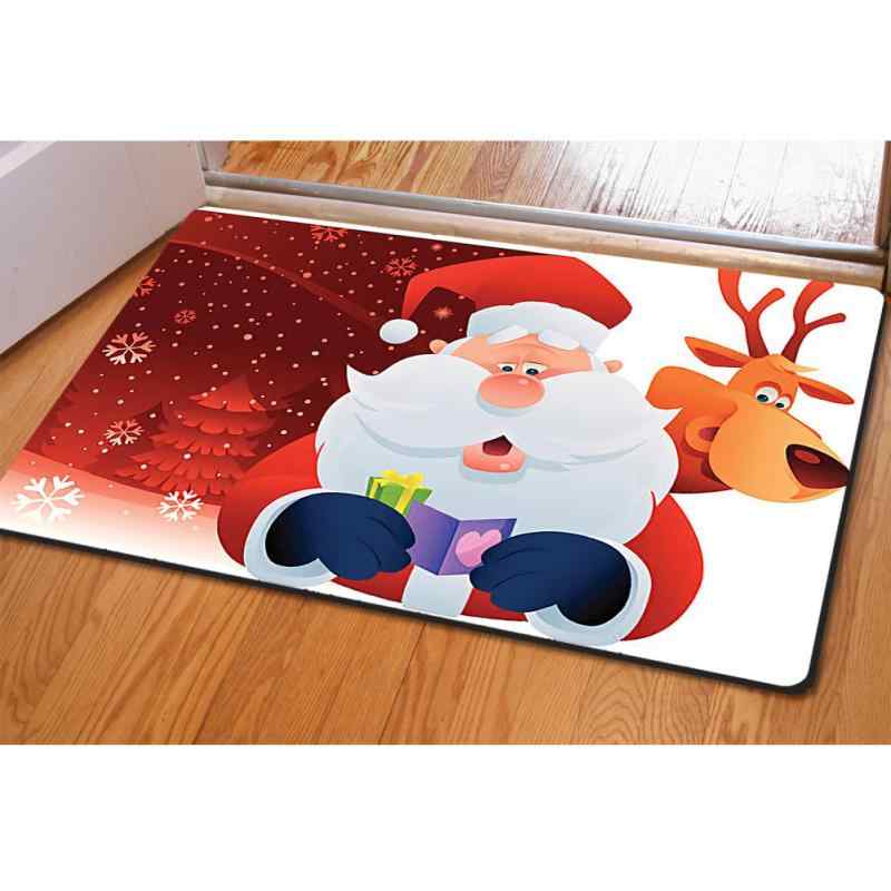 フロアマット 玄関 室内 ドアマット 洗える 滑り止め ゴム製 長方形 かわいい カートゥーン スノーマン 雪だるま サンタクロース クリスマス 冬柄 寝室 リビング 子供部屋 敷物