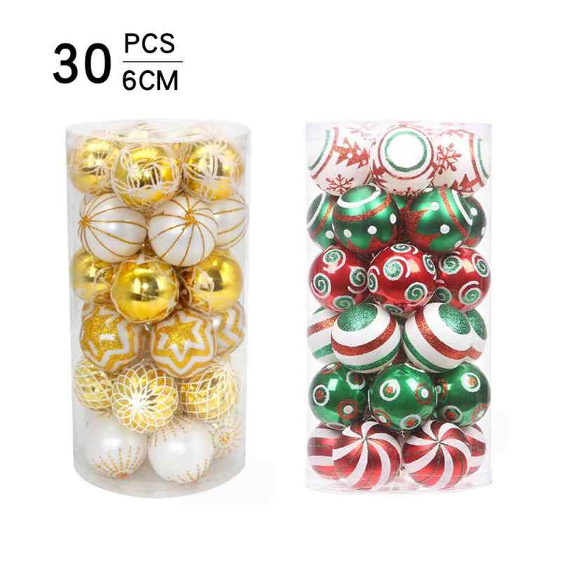 ・素材: プラスチック・カラー展開: ゴールドホワイト、レッドグリーン、ブルーシルバー・カテゴリ: クリスマスボール・サイズ: 6cm・スタイル: ヨーロピアン、アメリカン、モダンシンプル・適用イベント: クリスマス