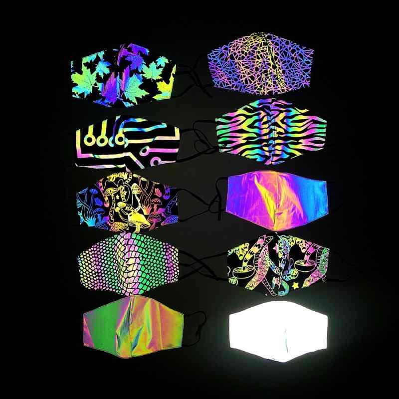 フェイスマスク 男女兼用 秋冬 冬用 虹色 ホログラフィック オーロラ マルチカラー 反射 リフレクター ..