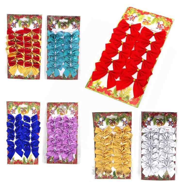 オーナメント クリスマスツリー デコレーション リボン 蝶結び 布製 グリッター キラキラ 華やか 赤 金..