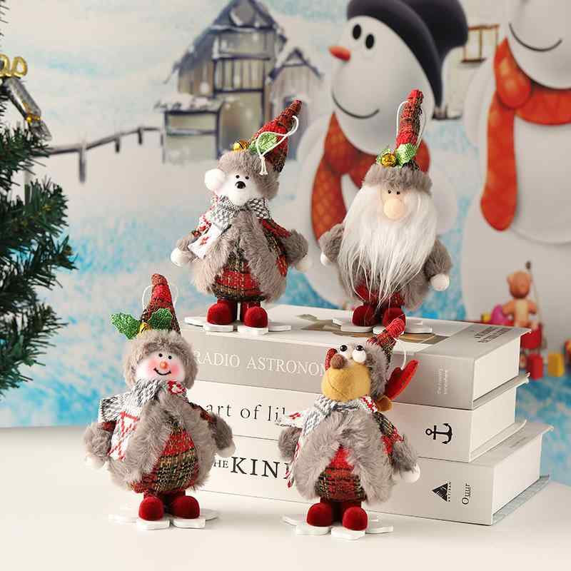 クリスマスオーナメント クリスマスツリー デコレーション 布製 ファブリック 吊り下げ 置き型 ぬいぐるみ 人形 立体 ミニチュア かわいい おしゃれ 北欧風 サンタ スノーマン トナカイ クマ