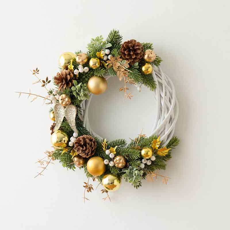 クリスマスリース 藤編み ラタン製 ハンドメイド ヨーロッパ風 北欧風 玄関 ドア 壁掛け飾り ショーウィンドウ 店舗装飾 オーナメント インテリア