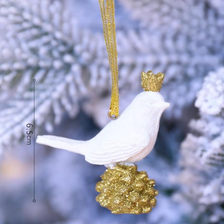 クリスマスオーナメント 樹脂製 ゴールドカラー 松ぼっくり トナカイ ドングリ 小鳥 羽根 鹿角 吊り下..