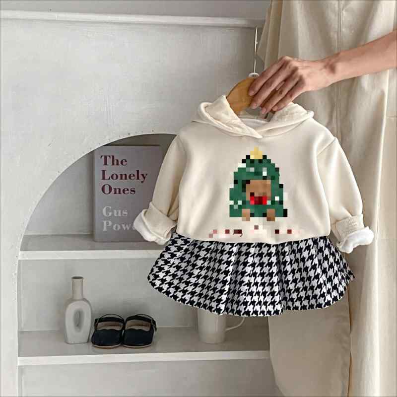 ベビー セットアップ 女の子 幼児 裏起毛 クマ クリスマスツリー プリント トレーナー スウェット トッ..