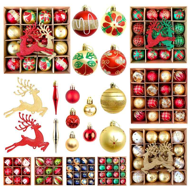 クリスマスオーナメント ボール 電気メッキ加工 プラスチック製 ペイント 6cm 8cm ツリー飾り デコレー..